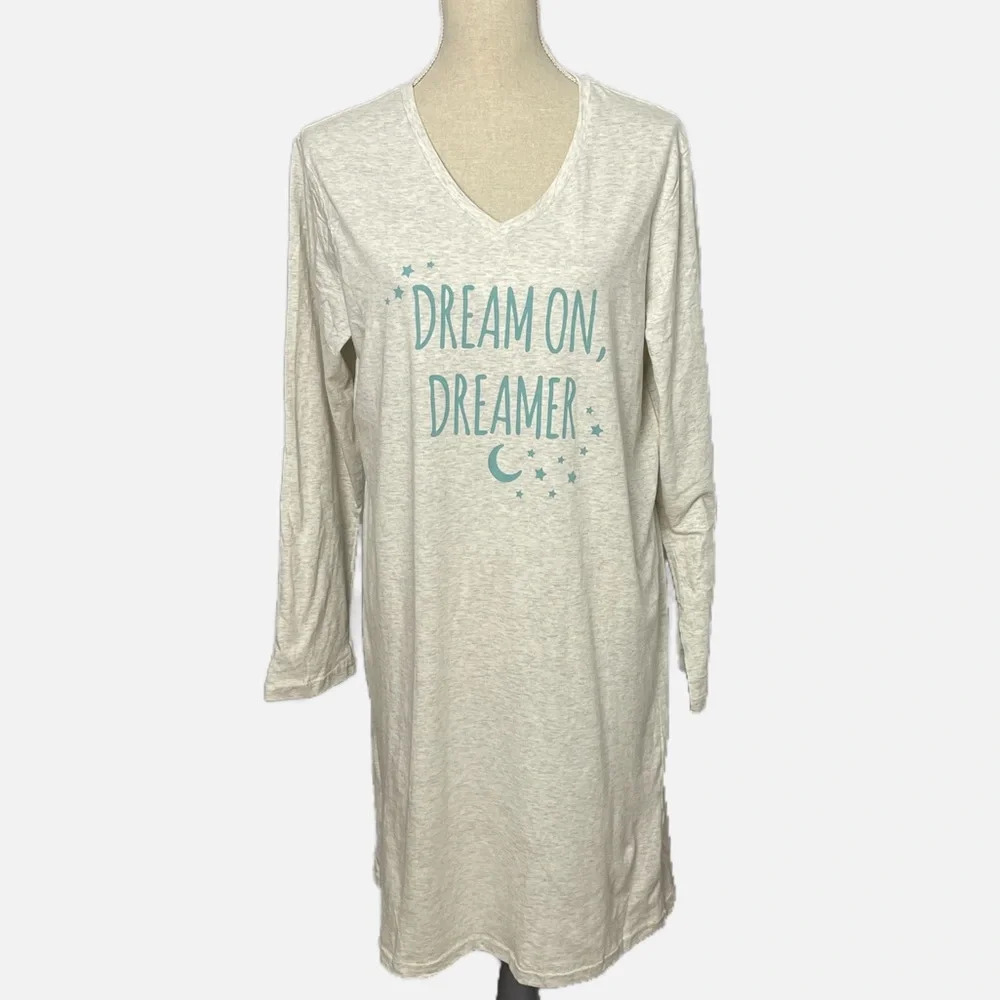Indigo‎ Women’s Night Shirt PJ Top Size M/L Dream On Dreamer Cotton Lounge Wear